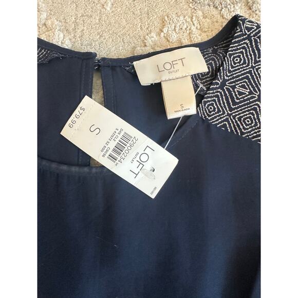 Loft Outlet NWT Navy Sleeveless Shift Dress Sz. Small - Picture 2 of 7